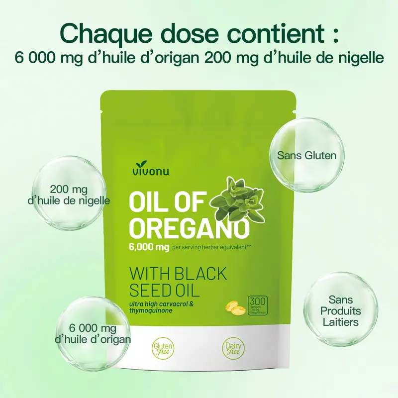 VIVONU - Huile d'Origan - 300 Capsules