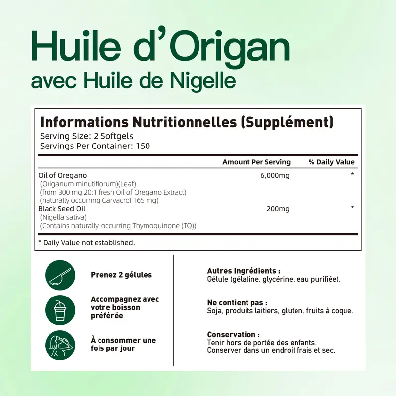 VIVONU - Huile d'Origan - 300 Capsules