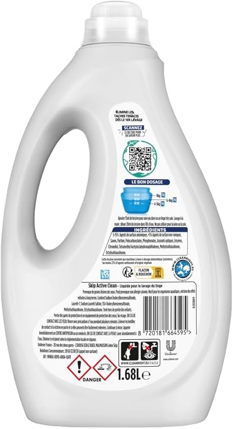 SKIP - Lessive Liquide Active Clean (Lot de 10 x 40 Lavages)