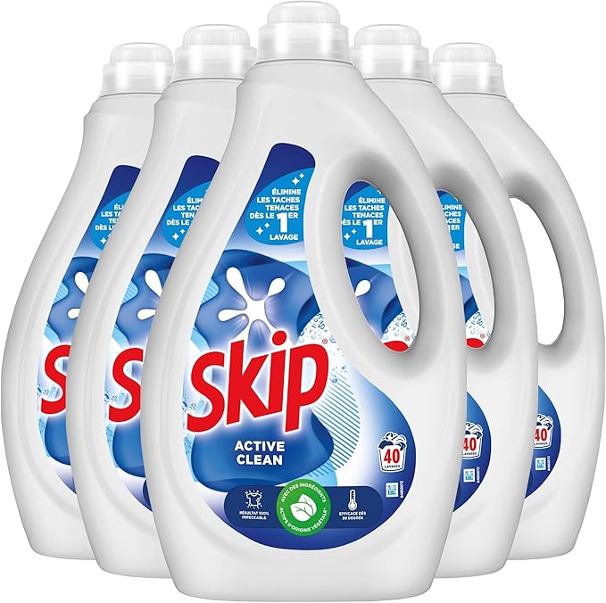 SKIP - Lessive Liquide Active Clean (Lot de 10 x 40 Lavages)