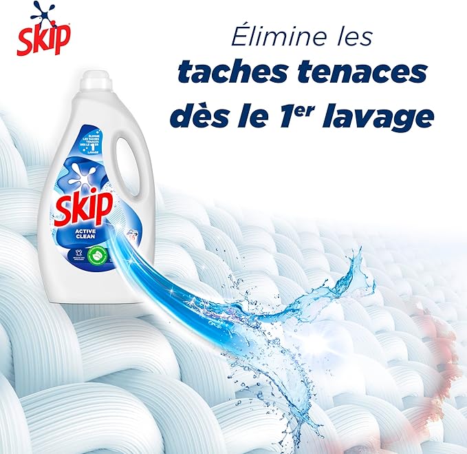 SKIP - Lessive Liquide Active Clean (Lot de 10 x 40 Lavages)
